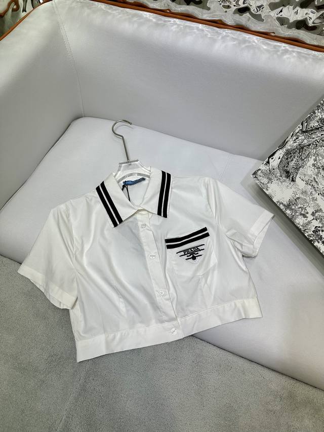 prada New Shirt Pocket Log Embroidery Decoration Simple Atmosphere Upscale Al