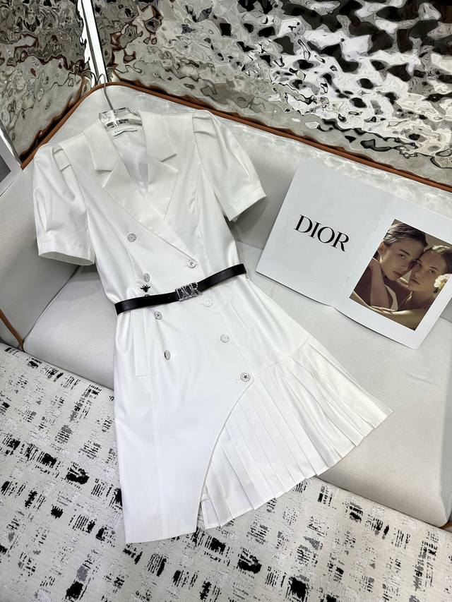 dio* 2025 New Style Suit Pleated Dress High-Grade Fabric Button-Style Version