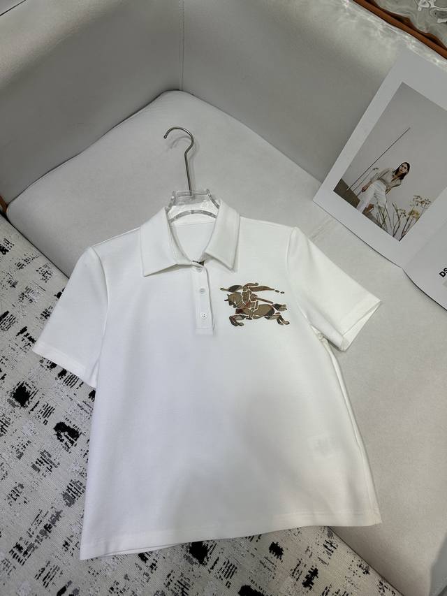 burberry New Lapel Top With Patch Embroidery Decoration, Delicate Texture, So