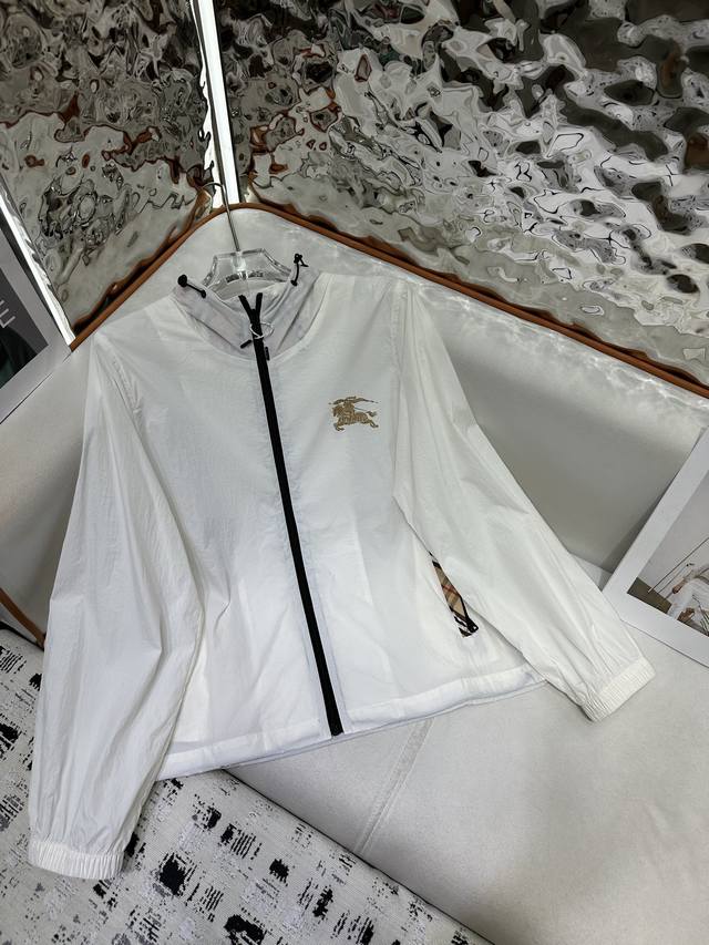 burberry New Sun Protection Windbreaker Jacket With Patch Embroidery Decorati