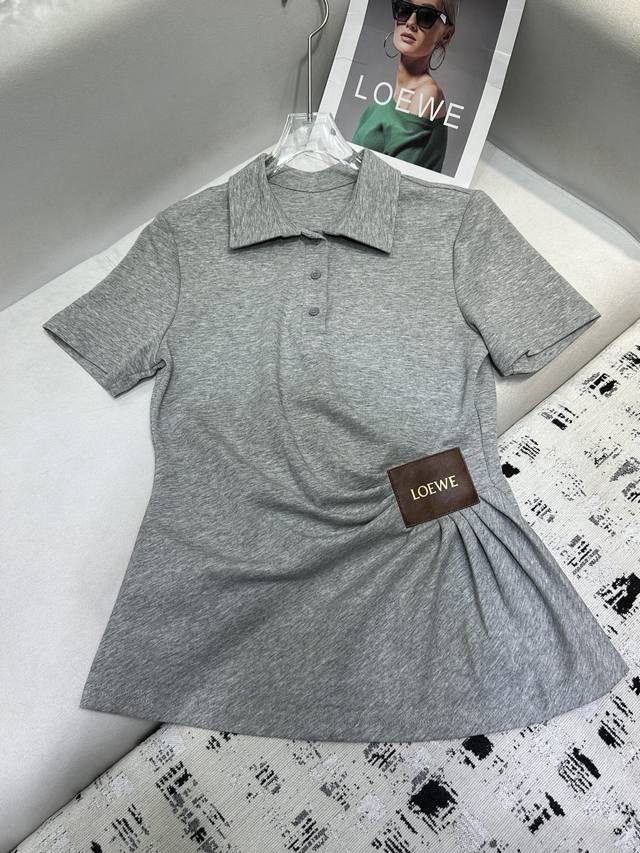 loewe New Style Lapel Top With Pleated Design, Log Label Decoration, Delicate