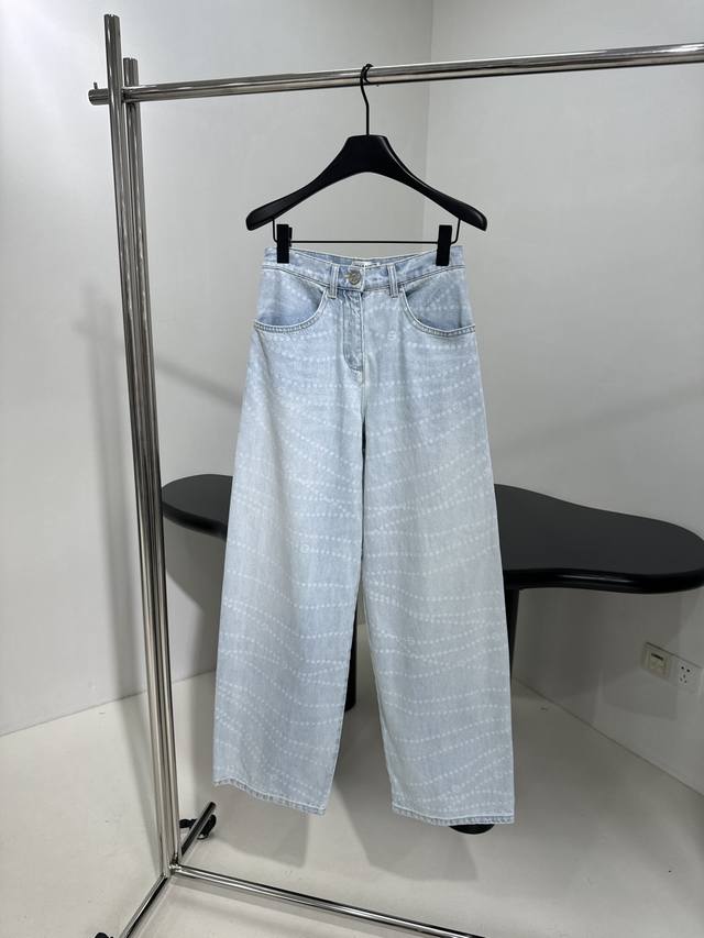 Xiaoxiang 25 Early Spring New Wide-Leg Denim Jeans Laser Chain Logo Retro Washin