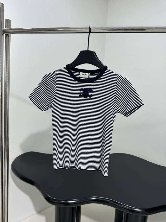 New Cotton Striped Sweater Soft Cotton Knit Fabric Age-Reducing Striped Pattern