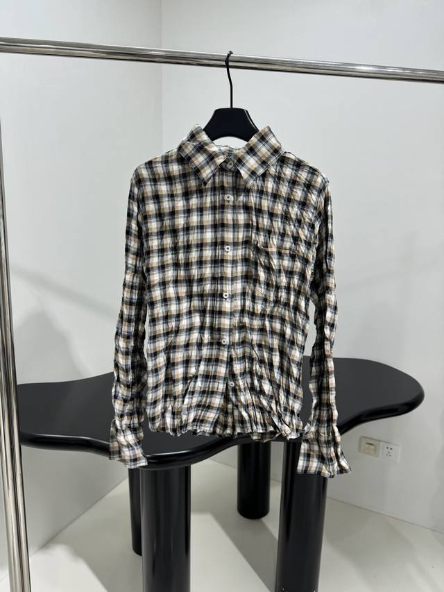 25 New Pleated Checkered Shirt Custom Checkered Yarn-Dyed Cotton Fabric Check