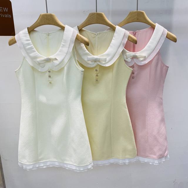 New Style Niche Doll Collar Design Waist Vest Sleeveless Lace Lace Stitching Hem
