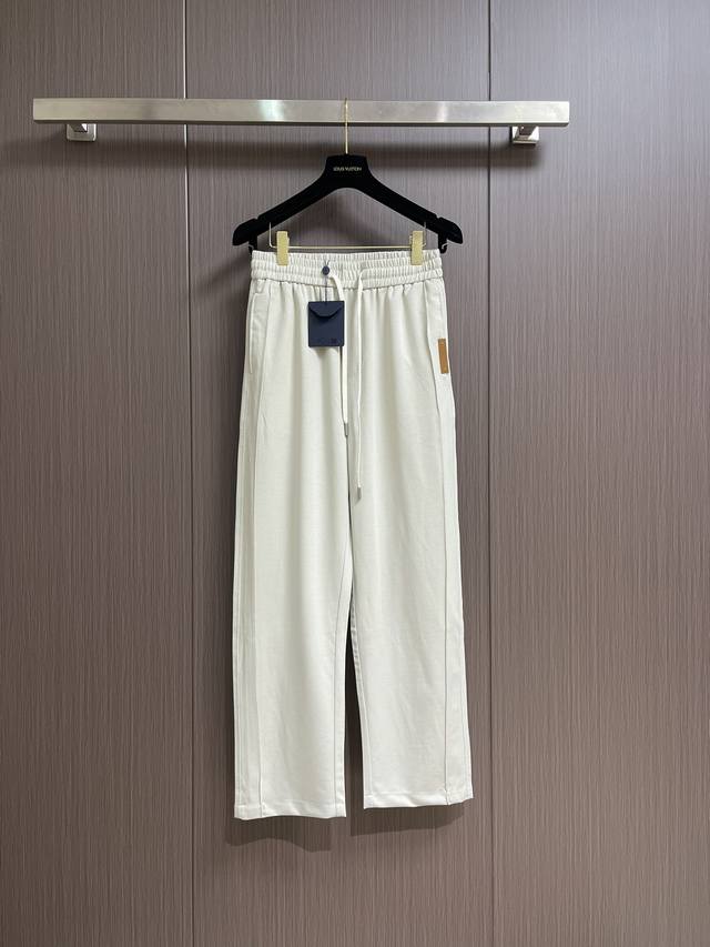lv 2025Ss New Cotton Drawstring Straight Sweatpants. Decorated With Classic L