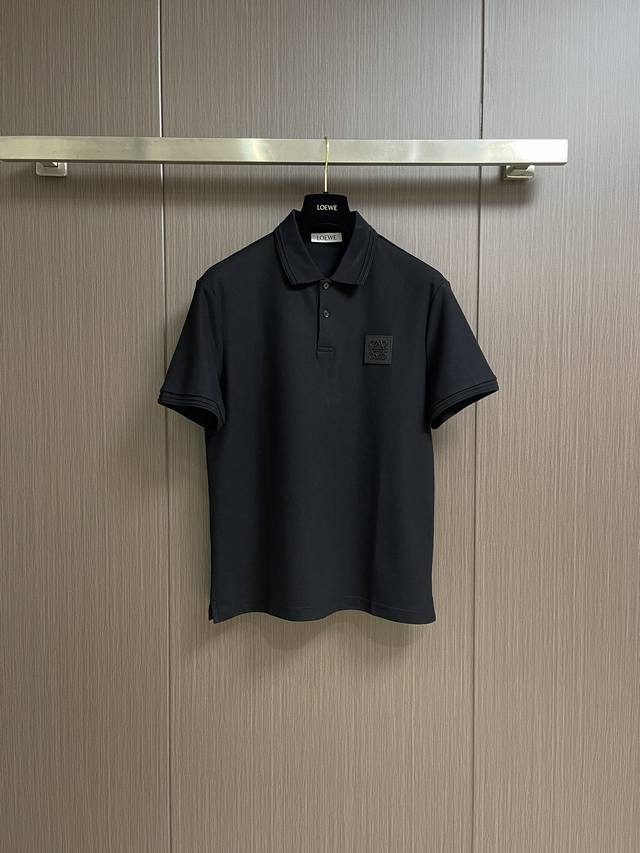 loewe 2025Ss New Summer Logo Patch Men's Lapel Polo Shirt Classic Business Me