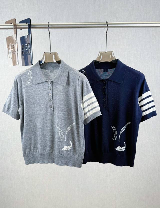 tb Feather Jacquard Lapel Short Sleeves 100% Wool Wool Is Soft And Comfortabl