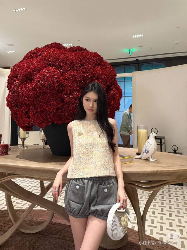 chanel*25Ss New Spring And Summer Casual Flower Bag Shorts Cotton Shorts Orig