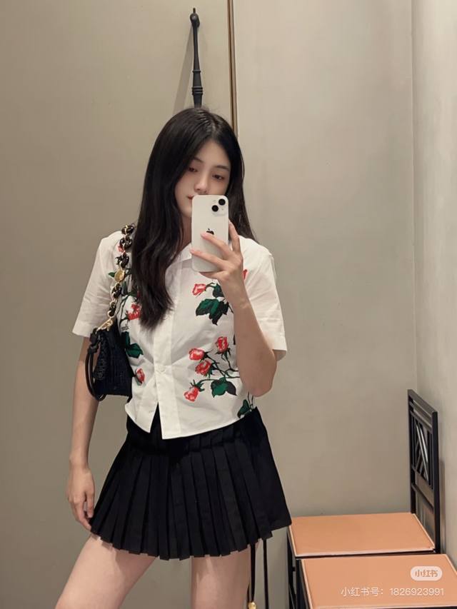 loew*2025 New Rose Short Sleeve Shirt Customized Original Cotton Fabric Soft,