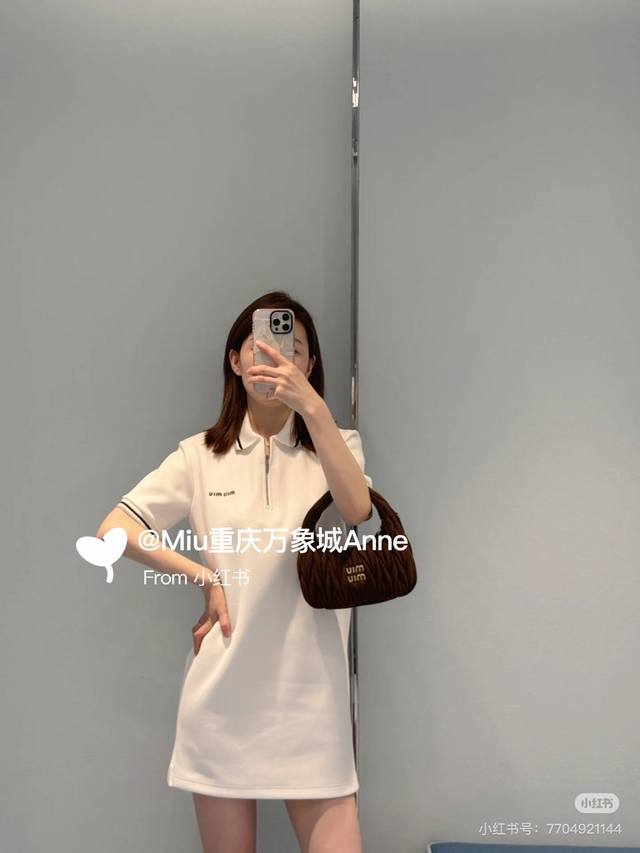 miumi* 25Ss Spring And Summer New Style Letter Embroidery Polo Collar Short-S