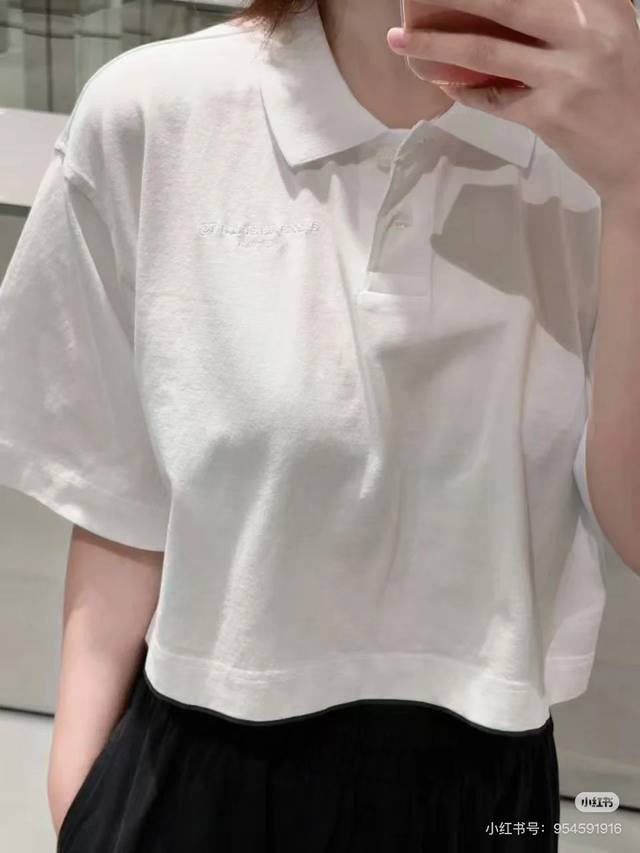 alexander Wang25 Lapel Short-Sleeved Button-Down Top With A Casual And Lazy S