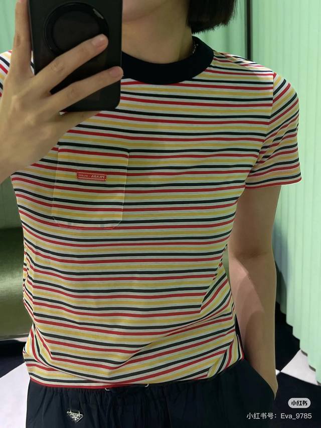 prad* 25Ss New Spring And Summer Sailing Style Fresh Striped Slim Short-Sleev