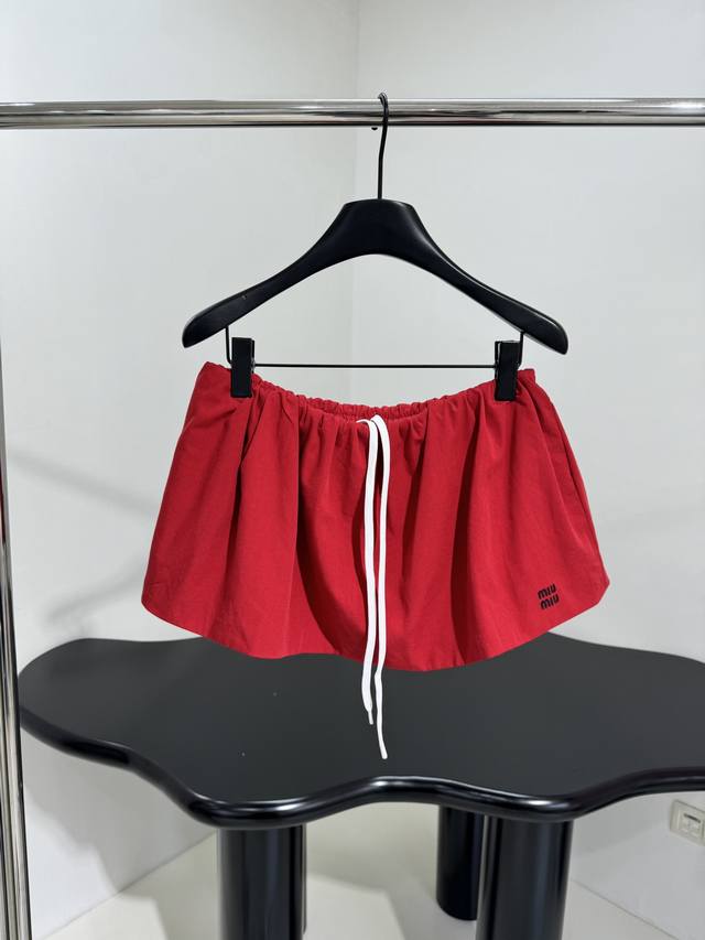 Spring/Summer New Arrival Poplin Mini Skirt Made Of Red Poplin Fabric Decorated