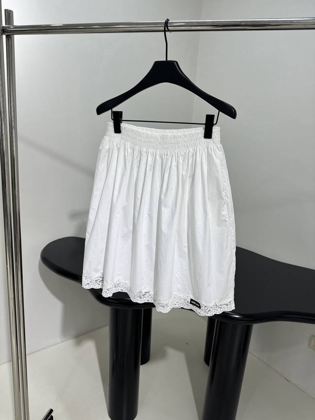 New Cotton Lace Skirt Decorated With Brand Logo Embroidery Logo Elastic Waist La