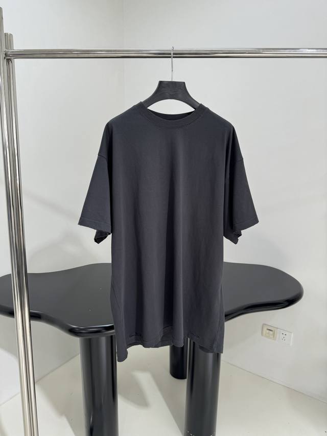 Short-Sleeved Round Neck T-Shirt With Art Glue Custom-Dyed Vintage Plain Fabric