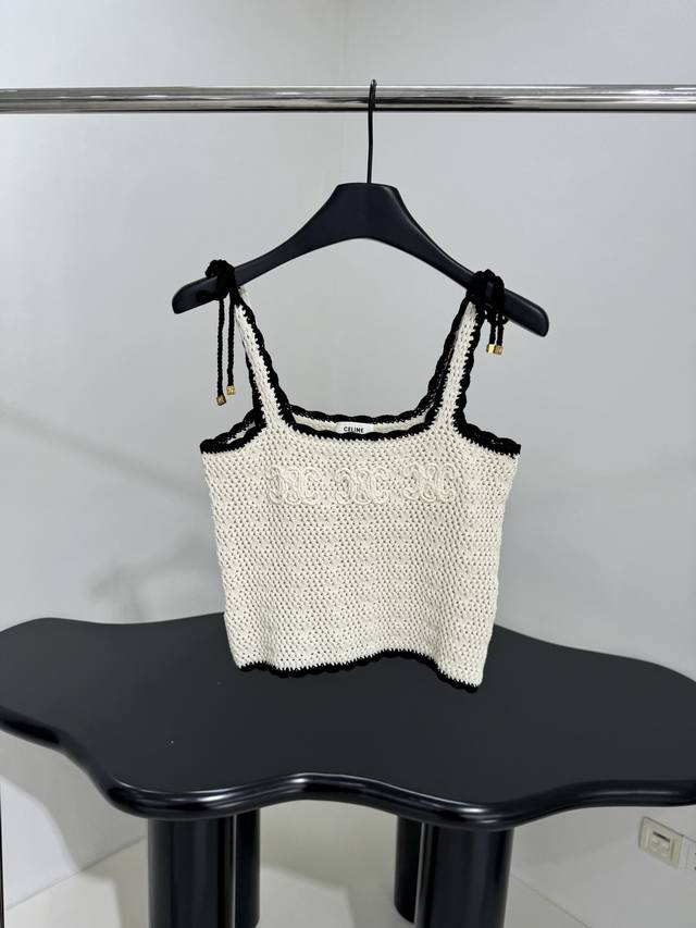 New Triomphe Crochet Cotton Vest Handmade Crochet Embroidery Pattern Strap Shoul