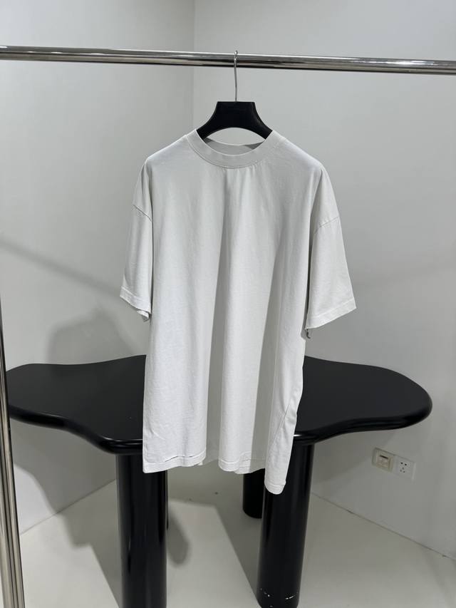 Short-Sleeved Round Neck T-Shirt With Art Glue Custom-Dyed Vintage Plain Fabric