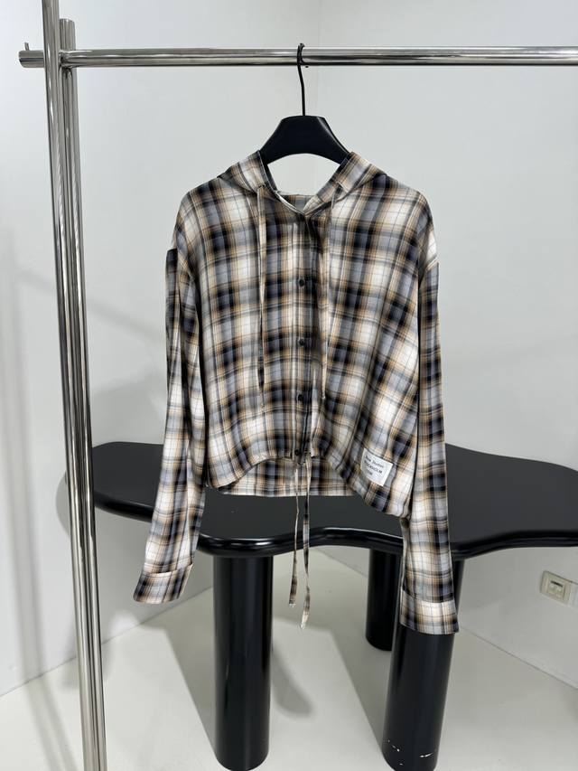 25 New 1996 Hooded Shirt Jacket Customized Yarn-Dyed Checkered Fabric Contras