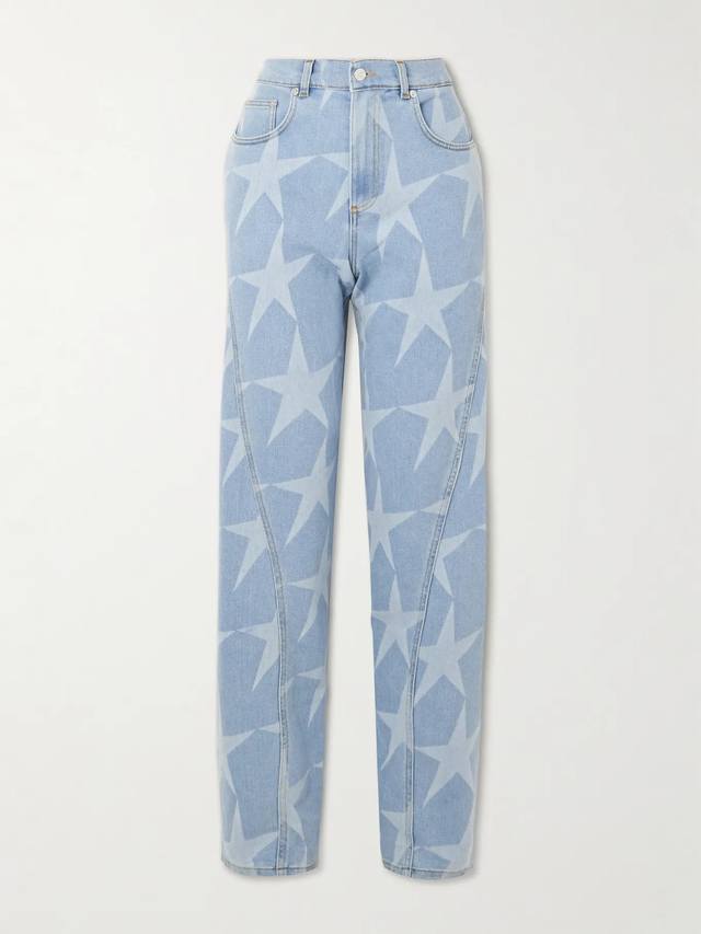 Star Print Washed Jeans Cotton Sml
