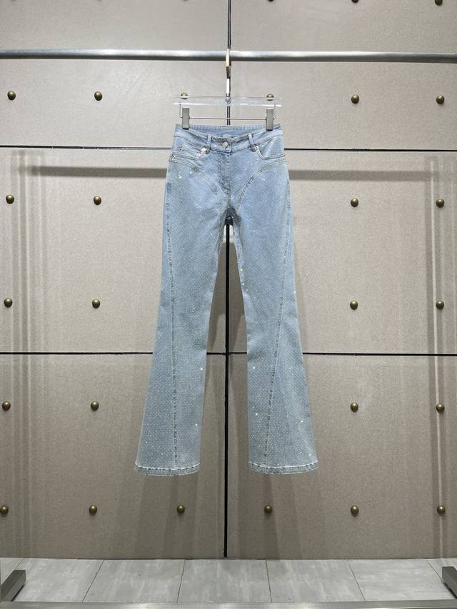 Laser Diamond Jeans Washed Denim Whole Piece Hot Diamond Sml