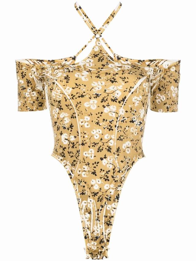 New Handprint Off-Shoulder Short-Sleeved Jumpsuit Sml