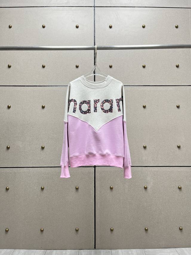 New Color Matching Printed Round Neck Sweatshirt Cotton Sml
