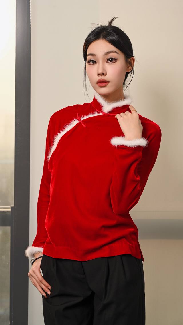 Rabbit Fur Edge Chinese Style Velvet Top Mulberry Silk Base Viscose Fiber Suede