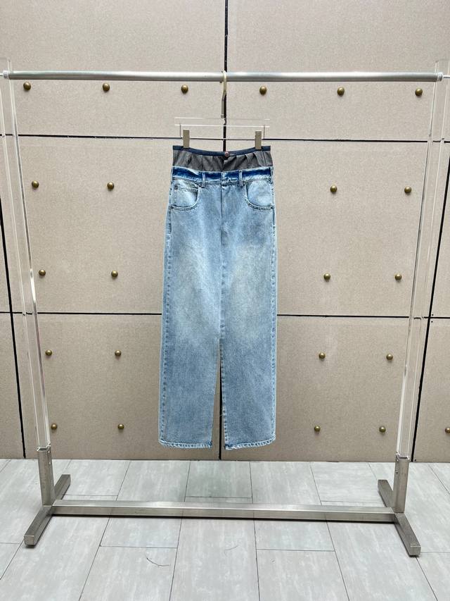 mm Double Waist Washed Denim Long Skirt Cotton Sml