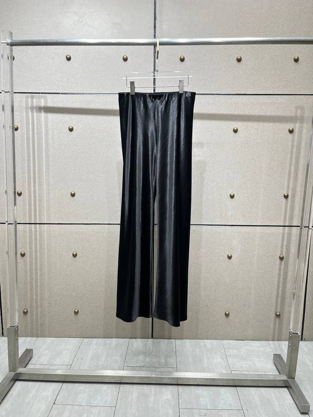 vinc Satin Straight Pants Simple Textured Two-Color Sml