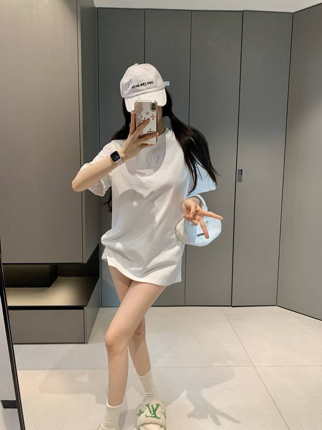 l*V Popular Letter Embroidered Cloud Cotton Short-Sleeved T-Shirt Soft And Co