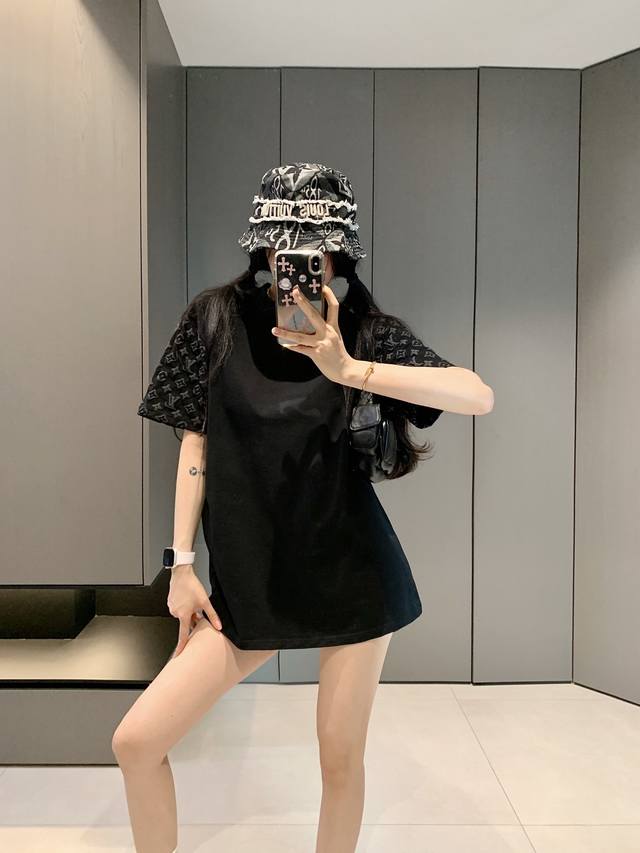 l*V Popular Letter Embroidered Cloud Cotton Short-Sleeved T-Shirt Soft And Co