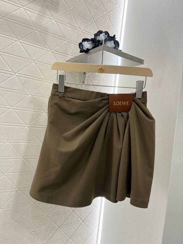 17405# Loew*2025 New Leather Label Pleated Fashionable Skirt Customized Yb Im