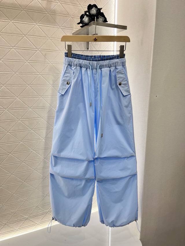 17682# Miumi* New Plaid Stitching Drawstring Workwear Trousers Customized Yb