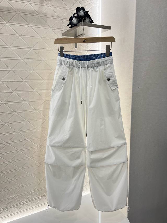 17682# Miumi* New Plaid Stitching Drawstring Workwear Trousers Customized Yb