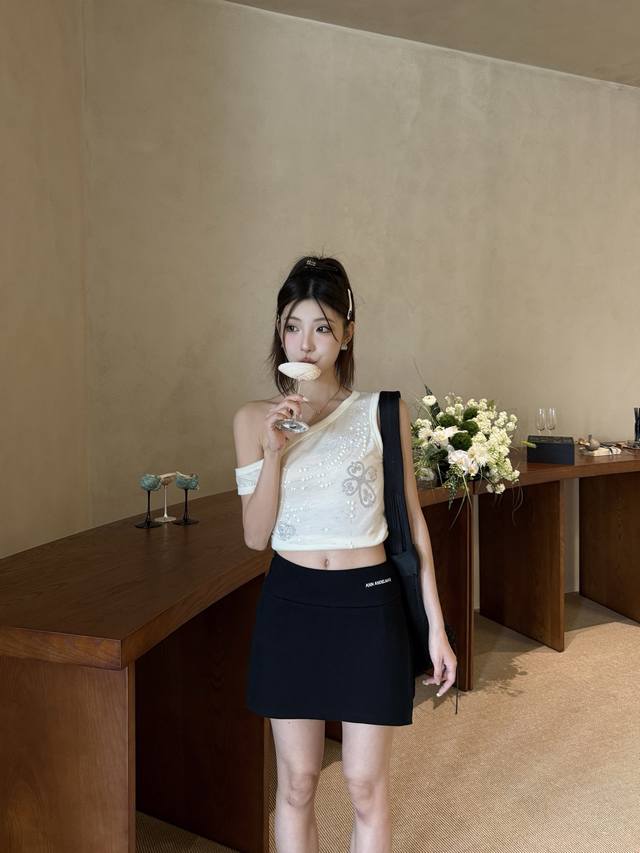 70776# Ann Fake Two-Piece Skirt New Arrival Ann Andelma* Grey Skirt With Low-