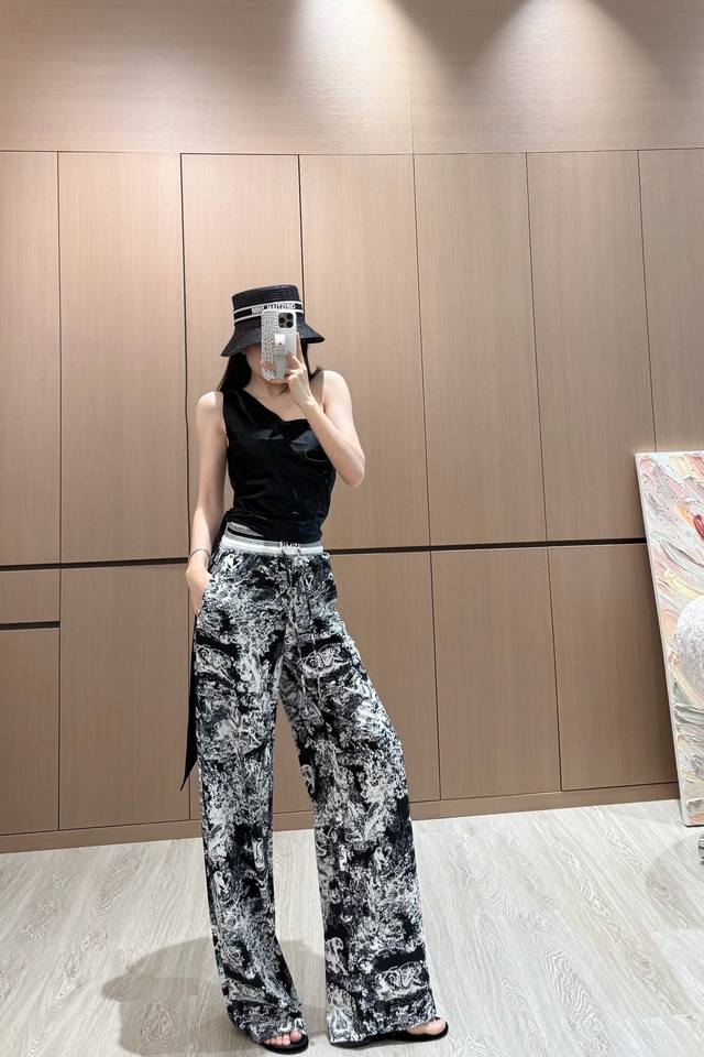 70818# D's Printed Trousers New Original Quality Dio* 25 New Ribbon Printed C