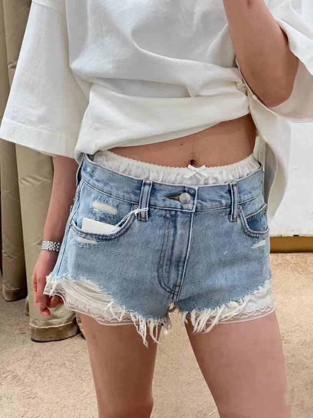 New Quality King Same Style Retro Ripped Denim Shorts Female Summer Hot Girl Hig