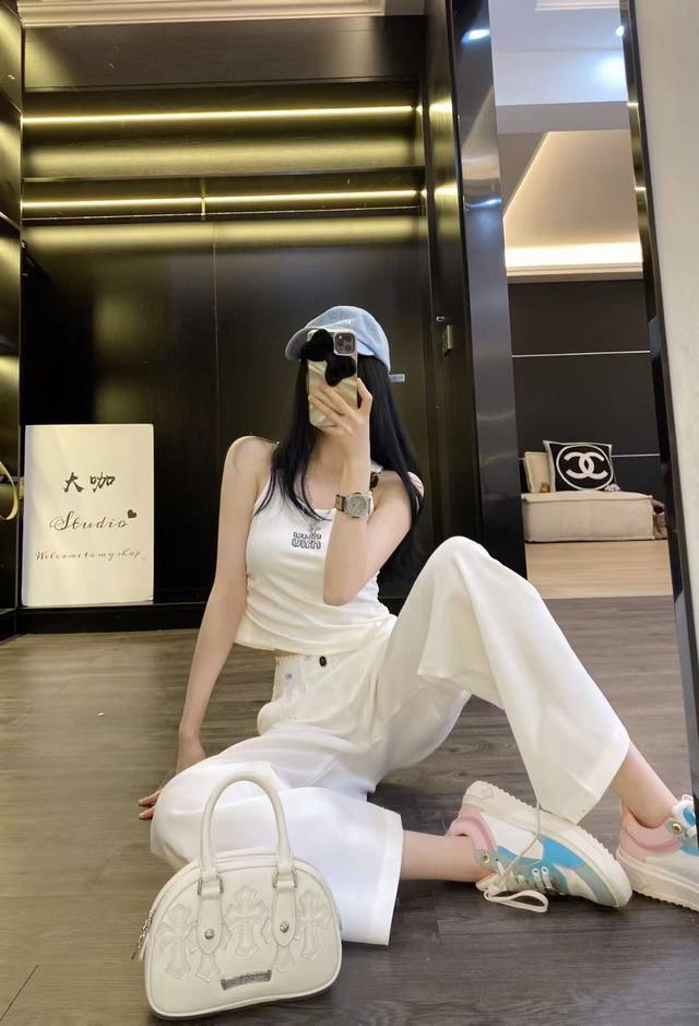 miumi* New Vest Star Suit Trousers Vest Suspenders Heart Decoration Slim Fit