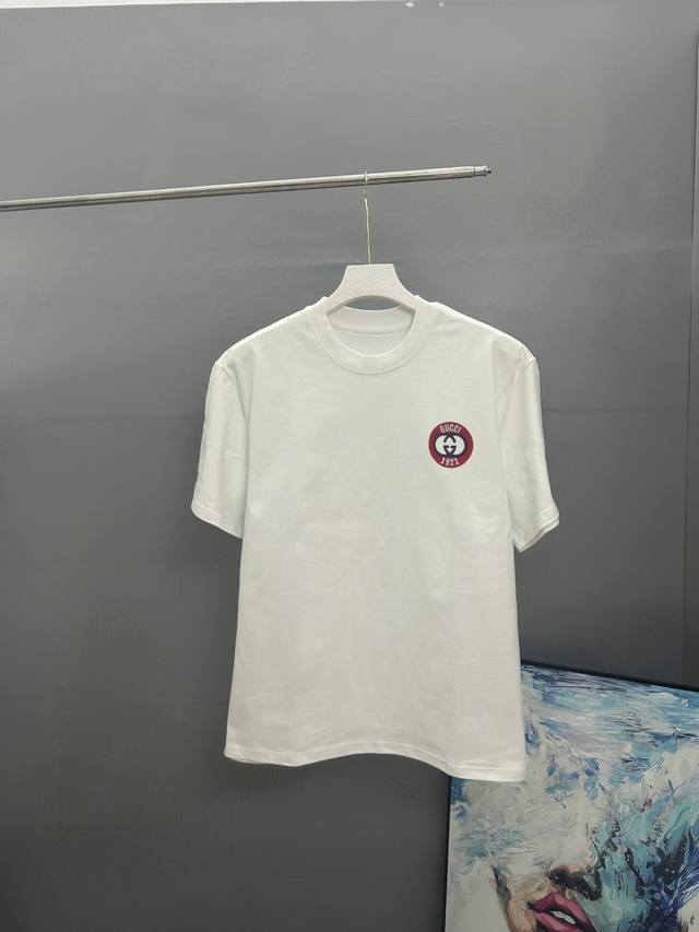gucci Gucci Embroidery 2025 Spring And Summer Classic Round Neck Short-Sleeve