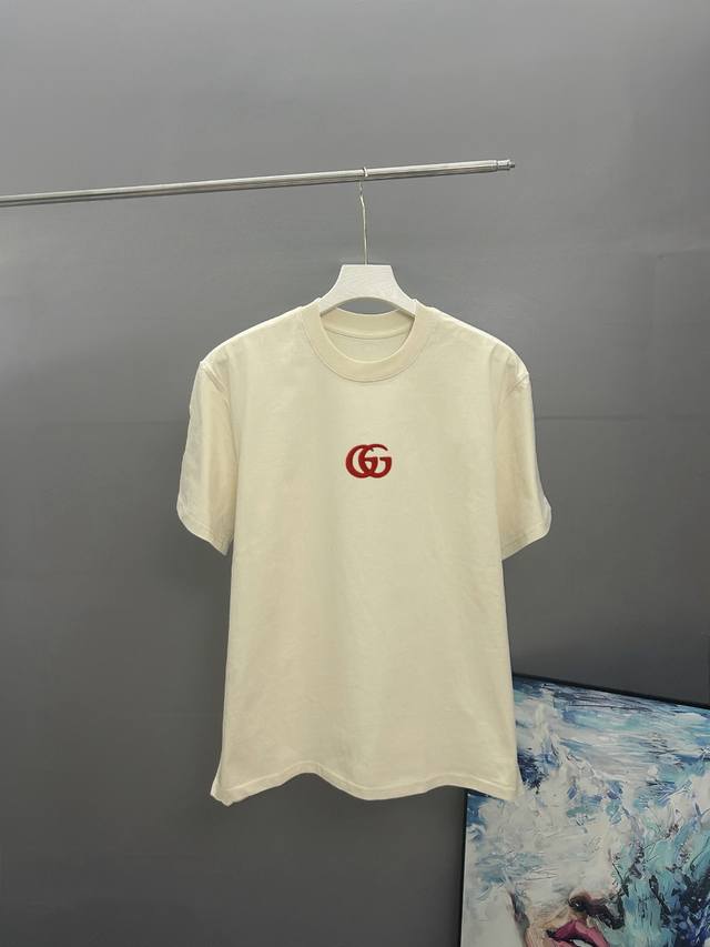 Gucci Gucci Embroidery Style 2025 Spring And Summer Classic Round Neck Short-Sle