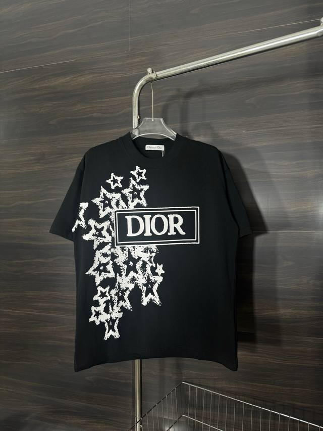 Style No. He244 Dior-Dior Star Letter Print Logo On The Chest Round Neck Short S