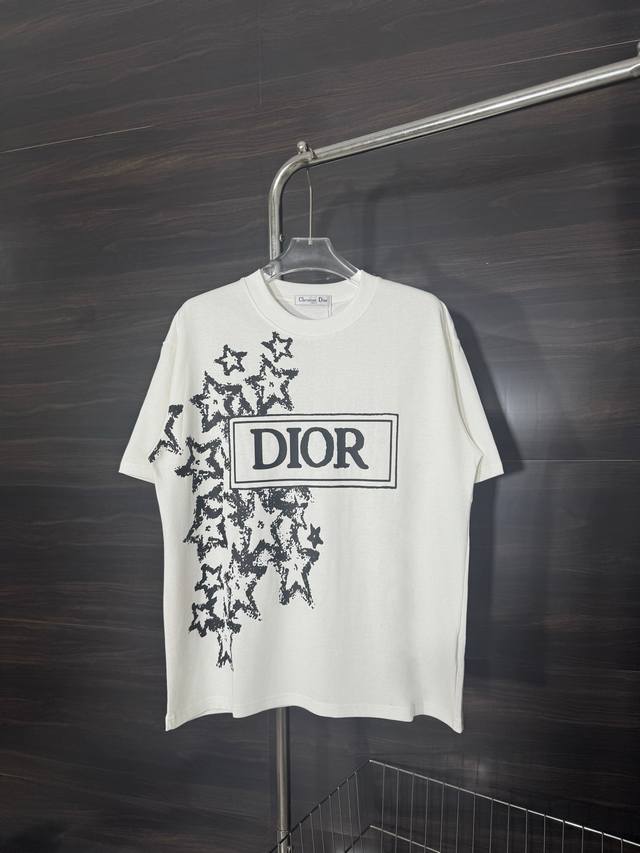 Style No. He244 Dior-Dior Star Letter Print Logo On The Chest Round Neck Short S