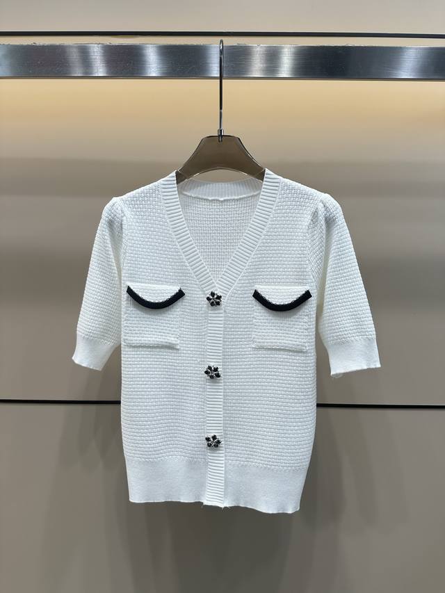 Style No.:82839 Chane 25 Summer New Style Pocket V-Neck Knitted Short Sleeves