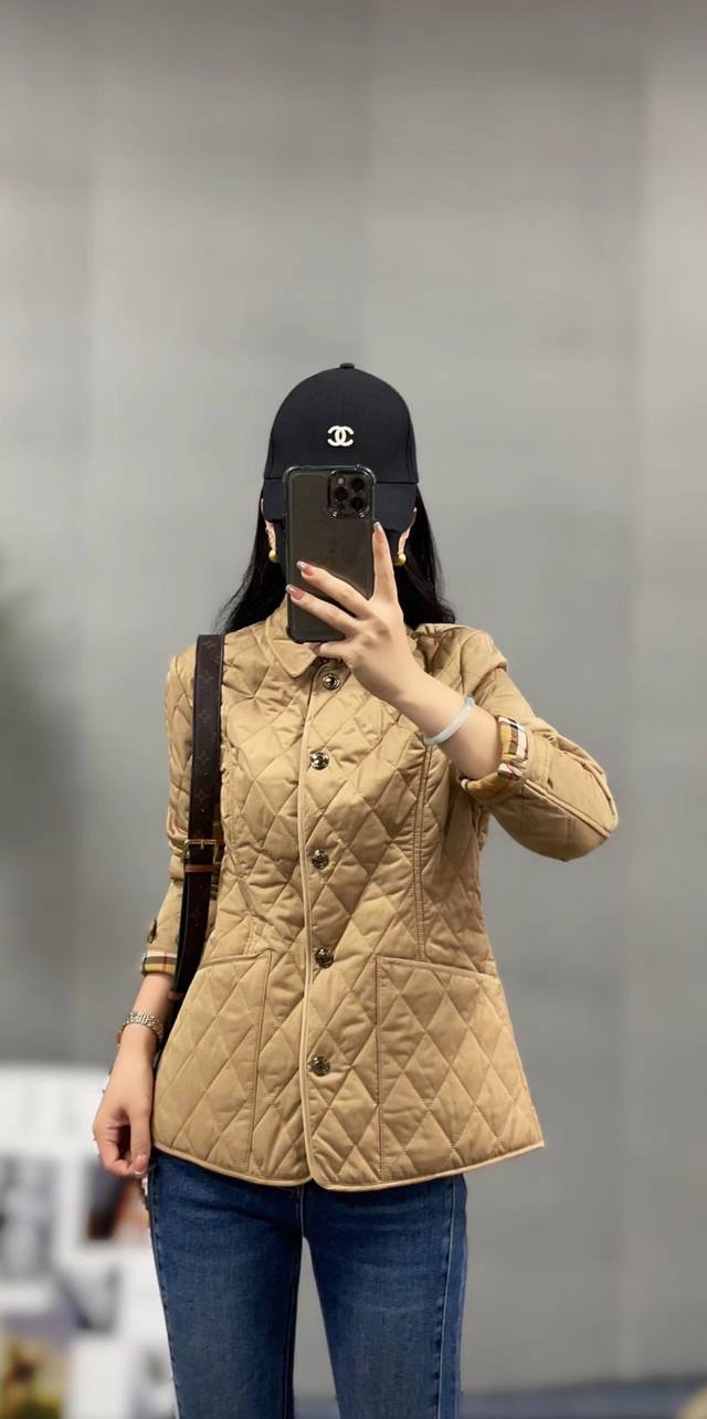 b 24 Winter New Product B Women's Single-Breasted Slim Diamond Warm And Slim