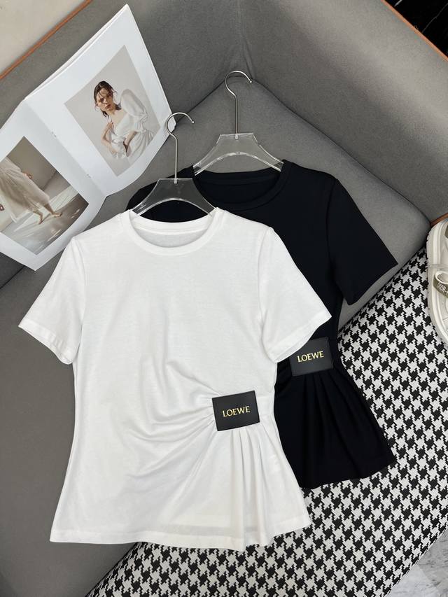New Arrival Item No. 11143Lowe* 25Ss New T-Shirt With Pleated Waist And Leather