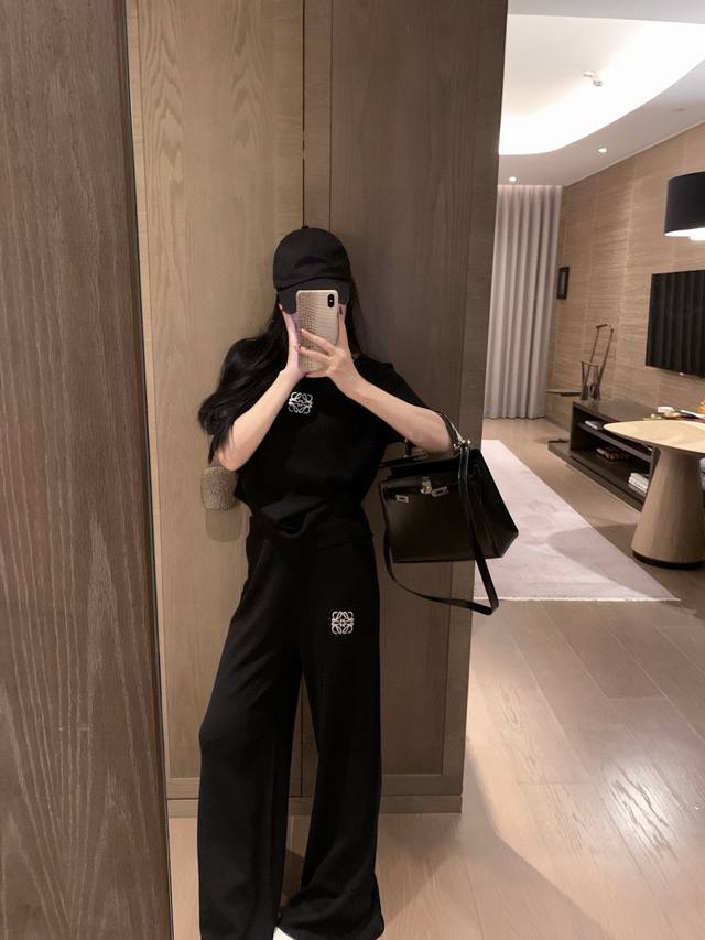 Running Suit Loe*E Contrast Color Embroidery Knitted Suit Universal All-Match Se