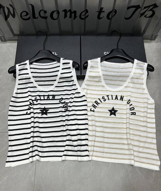 New Product Online Style Number: 29227# #Cd Letter Striped Vest Real Shot
