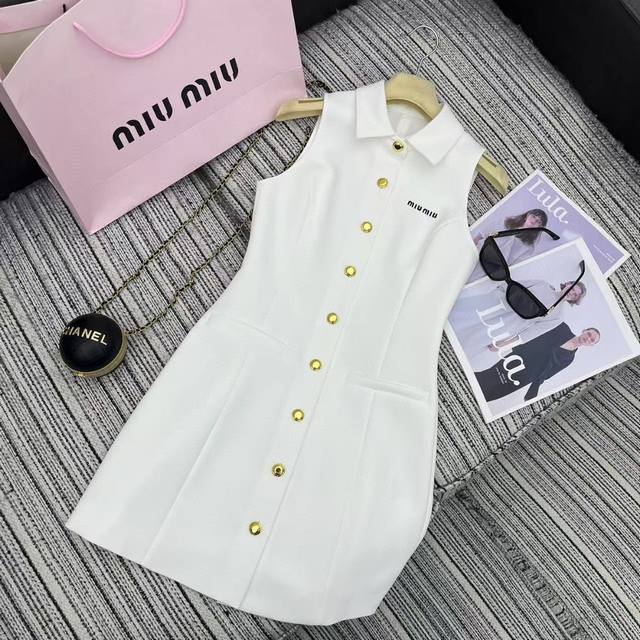 New Release 25Ss New Dress Highly Recommended Lapel Sleeveless Vest Dress Gold S