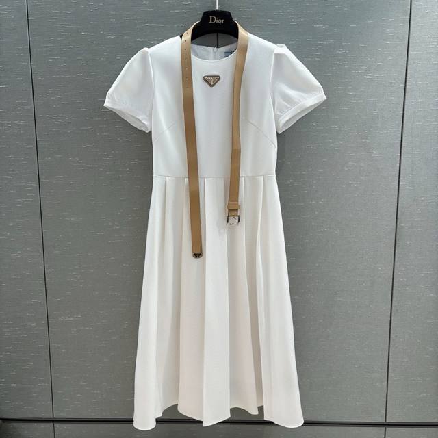 New Release 25Ss New Short-Sleeved Dress For Young Girls With Triangle Logo, Sli